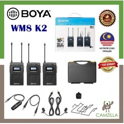 BOYA BY-WM8 Pro-K2 UHF Dual-Channel Wireless Lavalier System for DSLR Canon Nikon (576.4 to 599.9 MHz, 568.6 to 592 MHz)